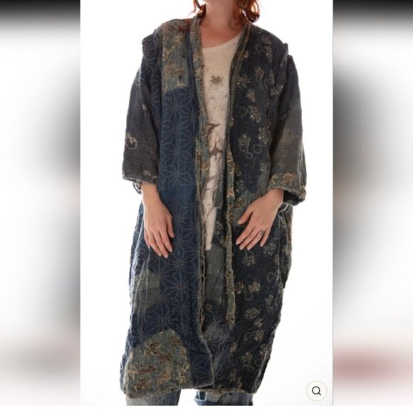 Magnolia Pearl Denim Blue Linen Good Fortune Kimono - Picture 6 of 16